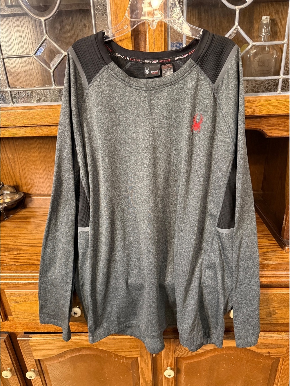 Spyder Active ProWeb Men’s Long Sleeve Shirt XXL Gray Black Athletic Training